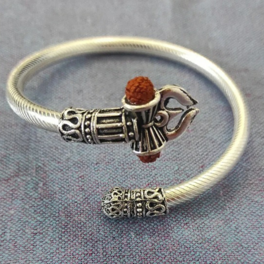 Men's Shiva Trishul Rudraksha Damru Kada Bangle